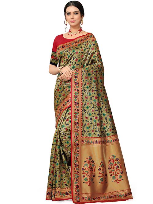 zari work banarasi saree - 18590763 - Very Small Image - 1