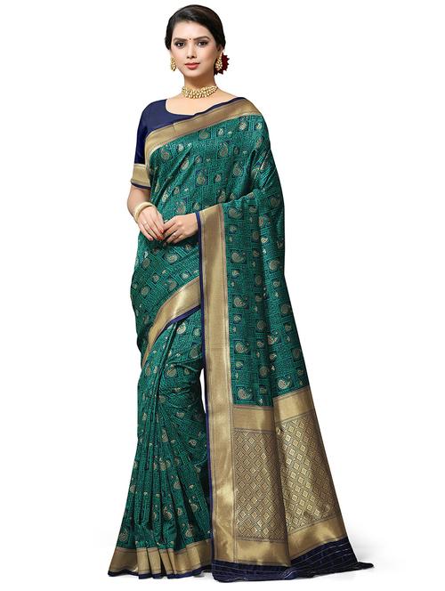 zari work banarasi saree with blouse - 18590764 - Very Small Image - 1