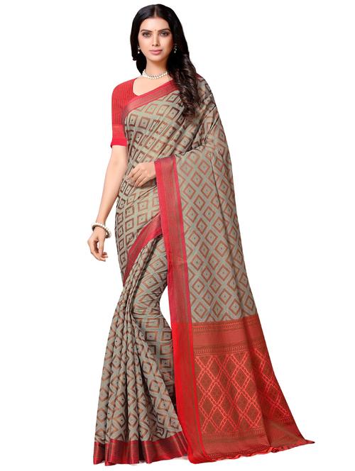 printed jamdani saree with blouse - 18590765 - Very Small Image - 1
