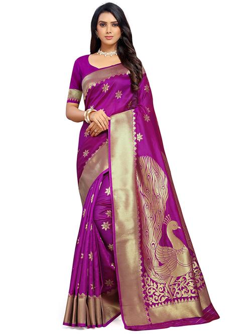 zari work banarasi saree with blouse - 18590768 - Very Small Image - 1
