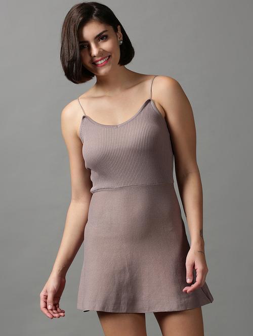 cami neck solid a-line dress - 18590976 - Very Small Image - 1