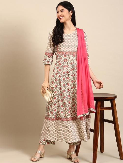 floral kurta pant set with dupatta - 18591201 - Very Small Image - 1