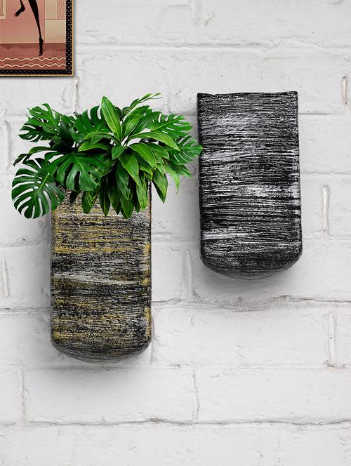 fiber wall hanging pots golden and silver u shape set of 2 - 18591739 - Very Small Image - 1