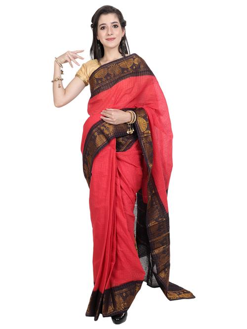 solid bordered saree with blouse - 18592407 - Very Small Image - 1