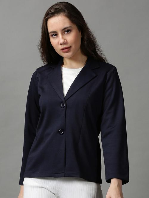 lapel collar solid casual blazer - 18592464 - Very Small Image - 1