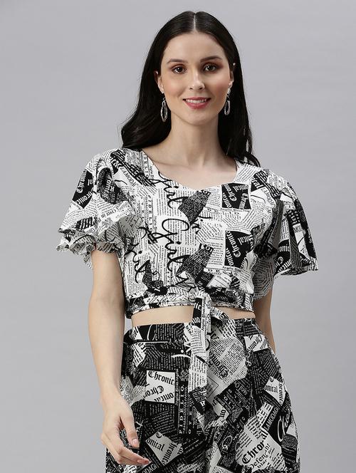 typographic printed top and palazzo set - 18592470 - Very Small Image - 1