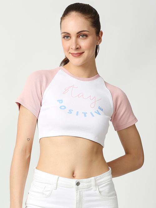 multi colored printed round neck crop t-shirt - 18593161 - Very Small Image - 1