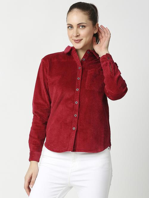 pink cotton corduroy regular shirt - 18594822 - Very Small Image - 1
