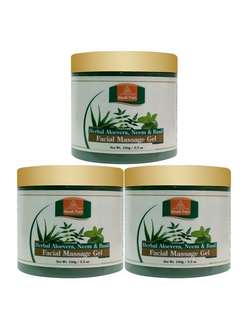 aloevera, neem & basil facial massage gel - 100g (set of 3) - 18595938 - Very Small Image - 1
