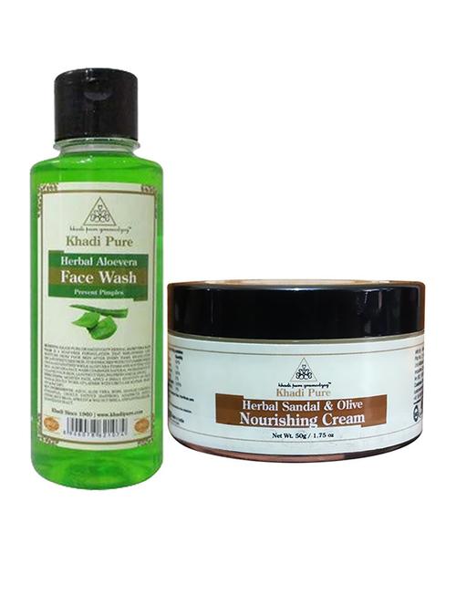 aloevera face wash + sandal olive nourishing cream (combo) - 18596318 - Very Small Image - 1