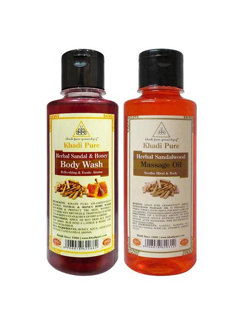 sandal & honey bodywash + sandalwood massage oil (combo) - 18596340 - Very Small Image - 1