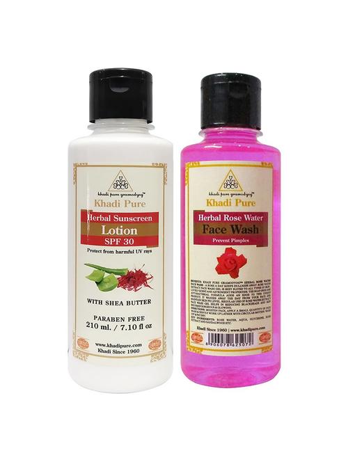 sunscreen lotion (spf30) + rose water face wash (combo) - 18596341 - Very Small Image - 1