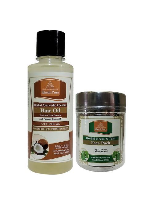 coconut hair oil + neem & tulsi face pack (combo) - 18596370 - Very Small Image - 1