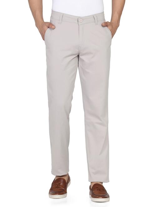 mid rise solid casual trouser - 18601777 - Very Small Image - 1