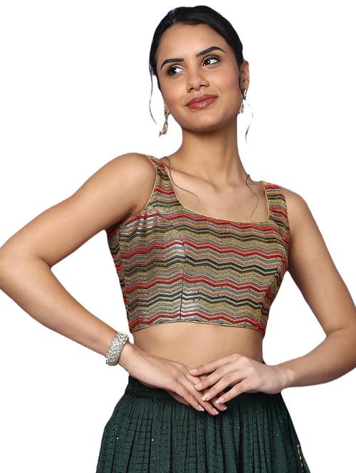 multi colored tissue regular blouse - 18601799 - Very Small Image - 1