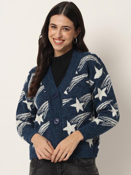 v neck printed wool cardigan - 18602047 - Very Small Image - 1