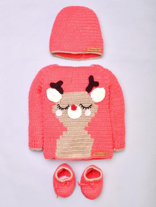 boys pink self design sweater - 18602283 - Very Small Image - 1