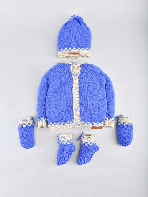 boys blue self design sweater - 18602306 - Very Small Image - 1