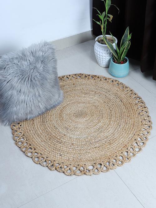 natural jute solid 3 x 3 feet hand woven carpet by mnd villa - 18602498 - Very Small Image - 1