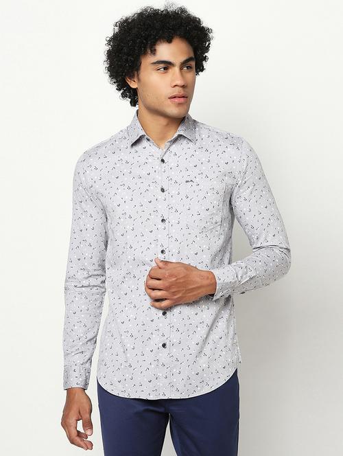 grey printed casual shirt - 18603835 - Very Small Image - 1