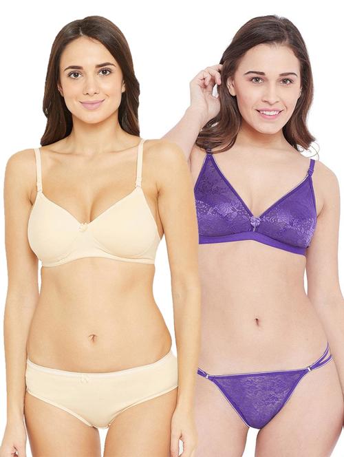 pack of 2 solid bra and panty set - 18604196 - Very Small Image - 1