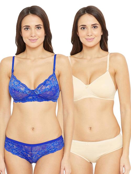 pack of 2 solid bra and panty set - 18604199 - Very Small Image - 1