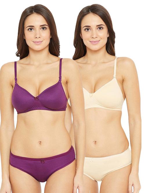 pack of 2 solid bra and panty set - 18604211 - Very Small Image - 1