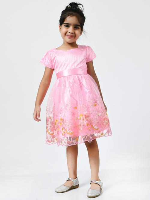 pink cotton blend frock - 18604358 - Very Small Image - 1