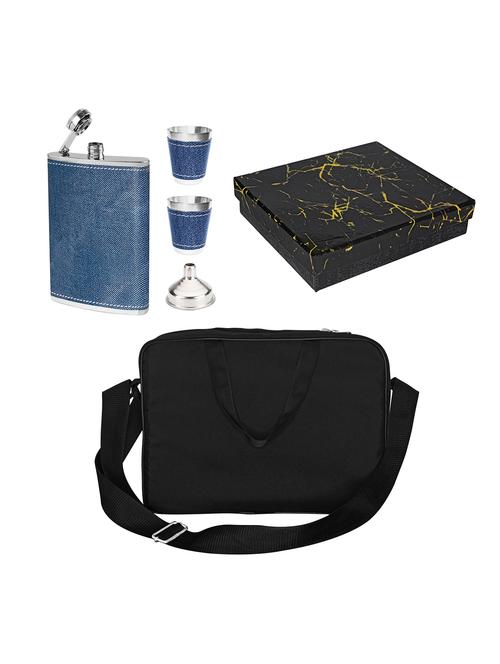 leak-proof stainless steel made mini bar set with black square bag - 18604454 - Very Small Image - 1