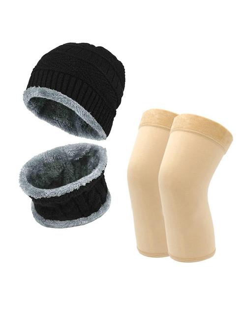 free size men's woolen cap with neck muffler/neckwarmer and gloves - 18604532 - Very Small Image - 1