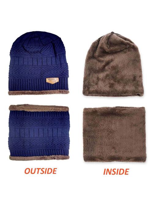 free size men's woolen cap with neck muffler/neckwarmer and woolen knee sleeves - 18604533 - Very Small Image - 1