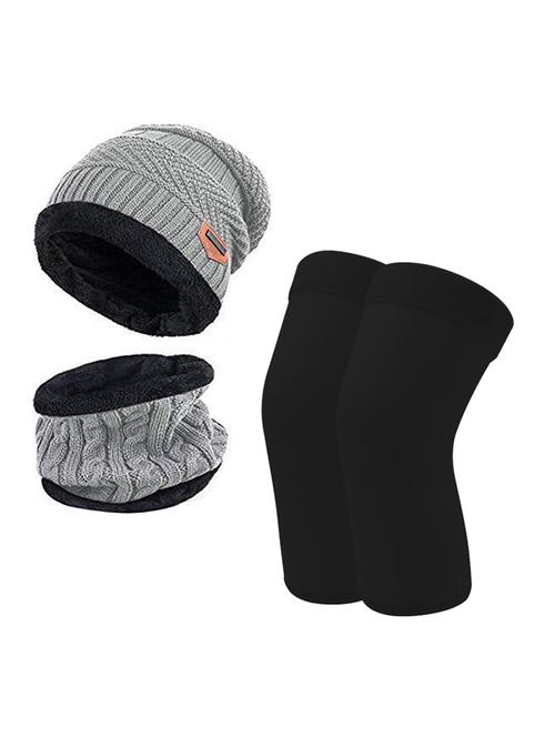 free size men's woolen cap with neck muffler/neckwarmer and woolen knee sleeves - 18604540 - Very Small Image - 1