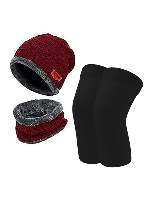 free size men's woolen cap with neck muffler/neckwarmer and woolen knee sleeves - 18604541 - Very Small Image - 1