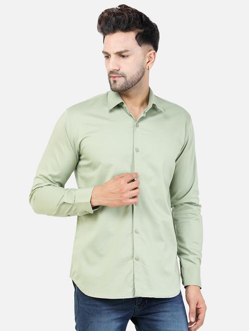 green solid casual shirt - 18605527 - Very Small Image - 1