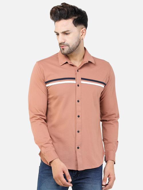 peach striped casual shirt - 18605535 - Very Small Image - 1