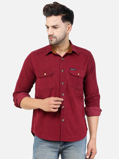 green corduroy casual shirt - 18605554 - Very Small Image - 1