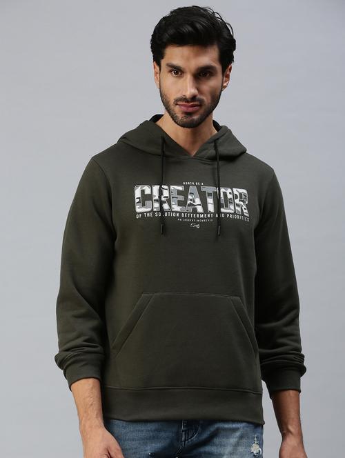 hooded chest print sweatshirt - 18606966 - Very Small Image - 1