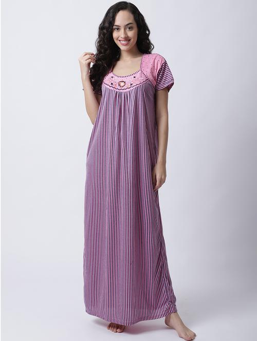 square neck striped nighty - 18607387 - Very Small Image - 1
