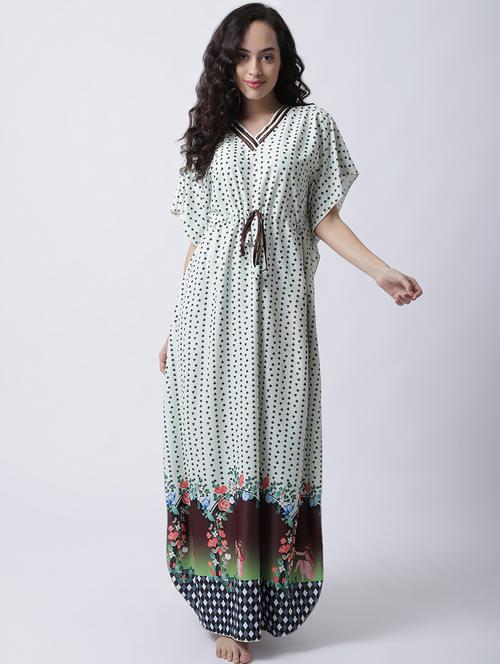 v- neck printed maternity nighty - 18607397 - Very Small Image - 1