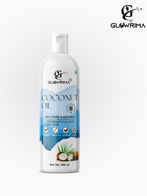 glowrima 100% pure & natural coconut oil for frizz free beautiful hair & skin 200ml (pack of 1) - 18608033 - Very Small Image - 1