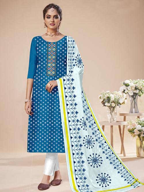 embroidered unstitched suit set - 18611796 - Very Small Image - 1
