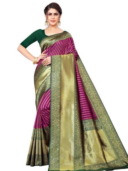 women's banarasi saree with blouse - 18612846 - Very Small Image - 1