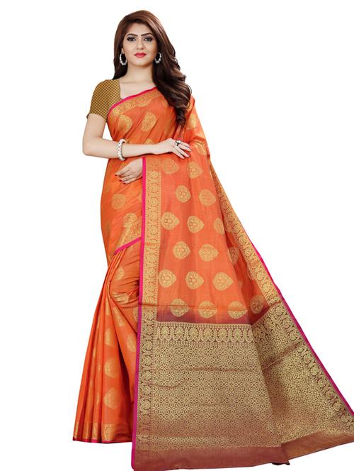 self design woven saree with blouse - 18612897 - Very Small Image - 1