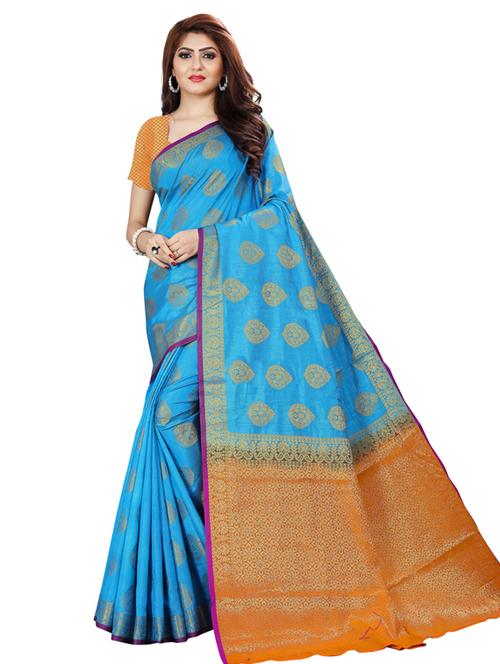 self design woven saree with blouse - 18612901 - Very Small Image - 1