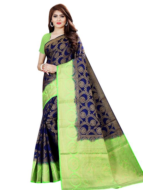 self design woven saree with blouse - 18612905 - Very Small Image - 1