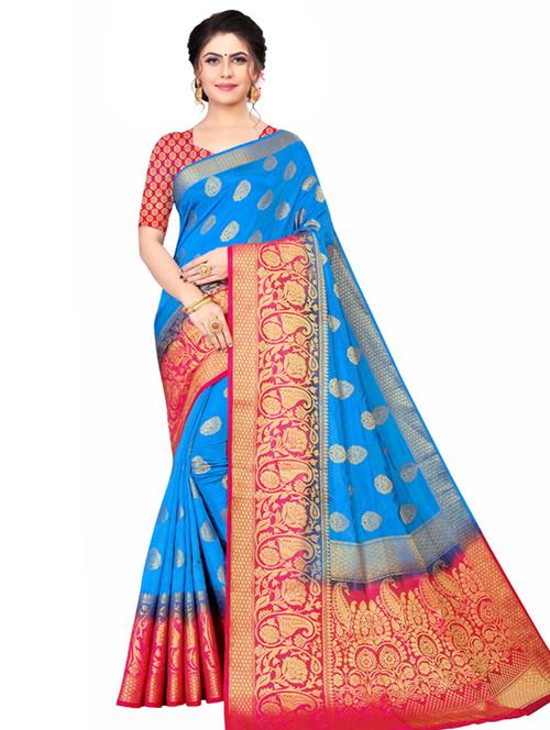 women's banarasi saree with blouse - 18612909 - Very Small Image - 1