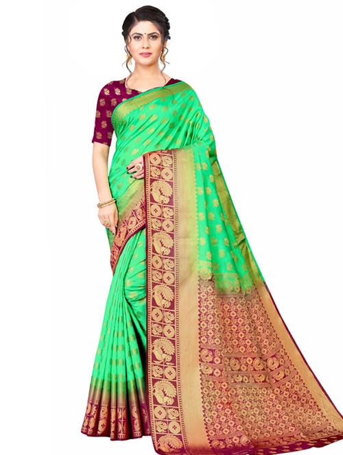 women's banarasi saree - 18612939 - Very Small Image - 1