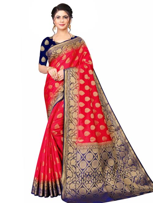 self design woven saree with blouse - 18612943 - Very Small Image - 1