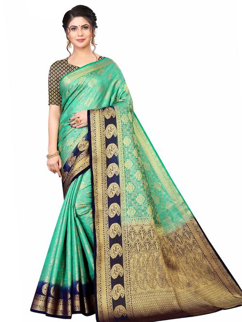 women's banarasi saree with blouse - 18612979 - Very Small Image - 1