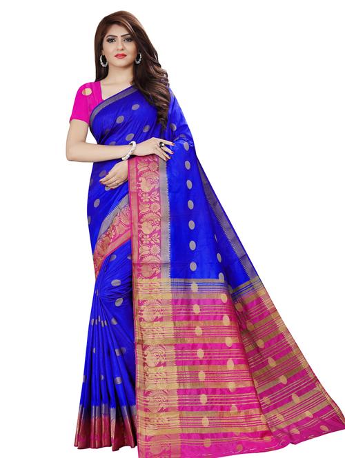 self design banarasi saree with blouse - 18613085 - Very Small Image - 1
